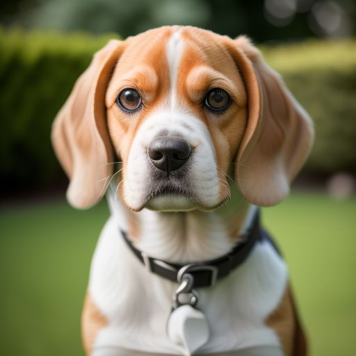 beagle con mirada alegre en un jardín