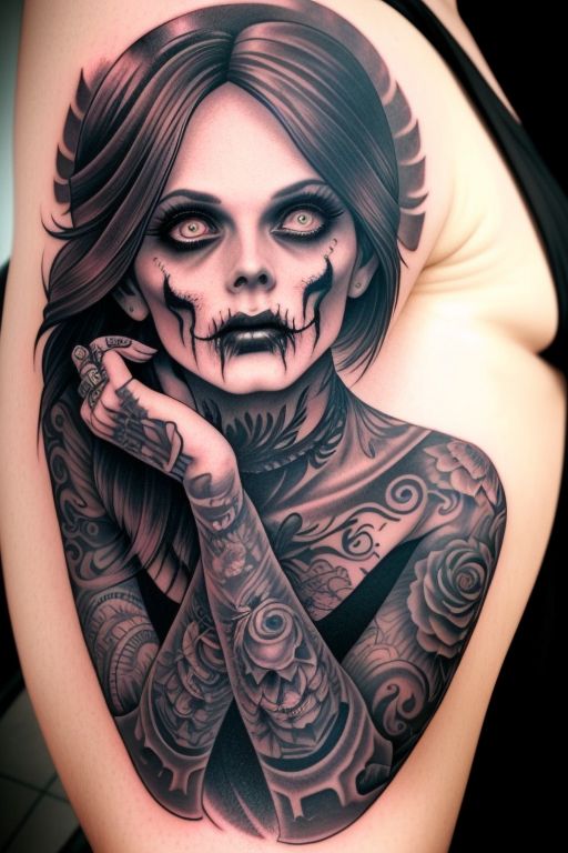 Amazing tattoo designs Zombie girl 
