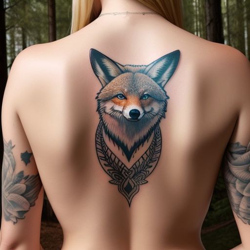 hot topless blonde looking at running foxes in the forest