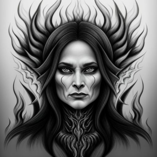 Demonic woman in flames 