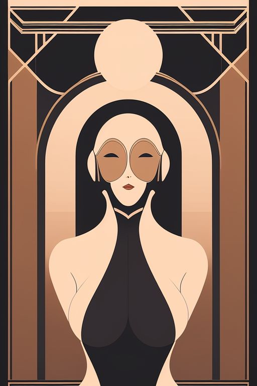 intricate 1920s art deco color scheme consists of warm tones but with a subtle breast theme, no face, no numbers