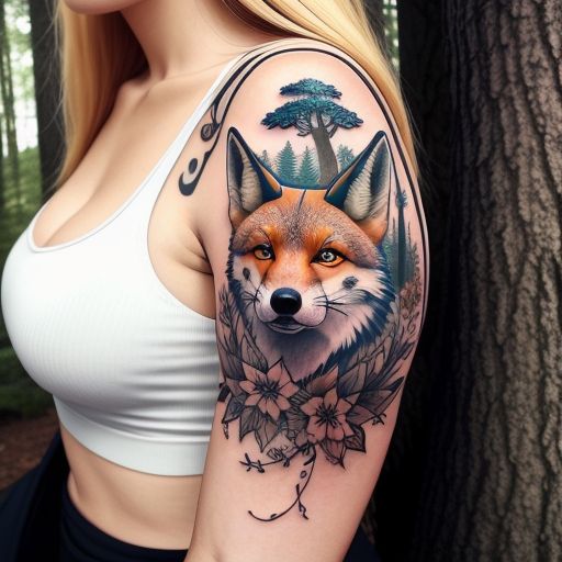 hot blonde looking at running foxes in the forest