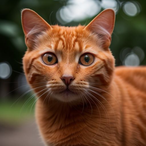  An orange cat, big eyes, realistic photos, plenty of light, domineering look at me, close-up, 8K photos, HDR, nature, Canon EOS R5, 75mm lens shot 