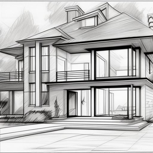 Architect modern house sketch 