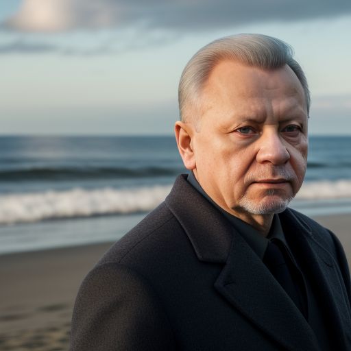 jaroslaw kaczynski on the beach