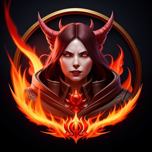 Demonic woman in flames 
