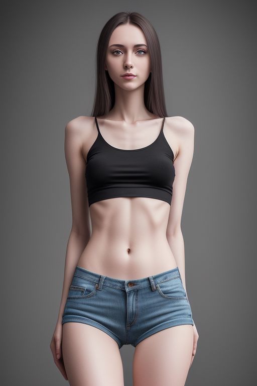 Skinny 18 yo Ukrainian girl in jeans and black top coverd sperm, tiny tits, thigh gap, 8K photo, full growth photo