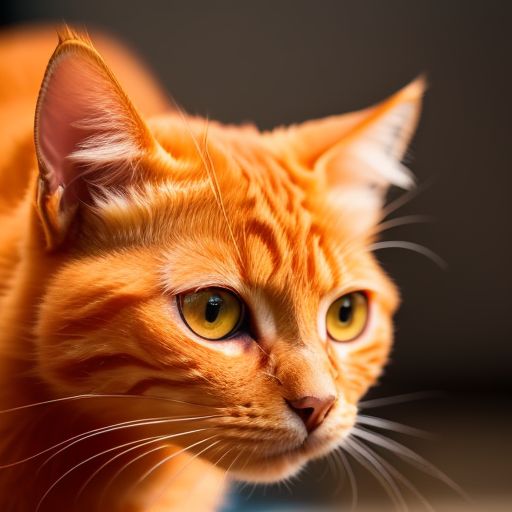  An orange cat, big eyes, HD photos, realistic photos, plenty of light, close-up 