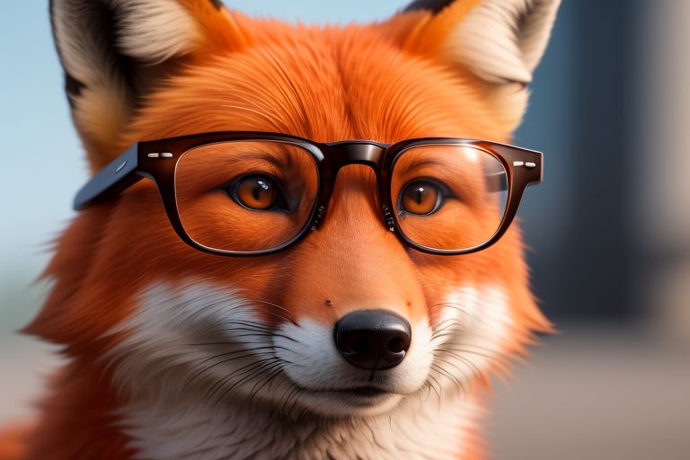 a philosopher fox with glasses