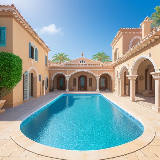 mediterranean villa with palls and pool