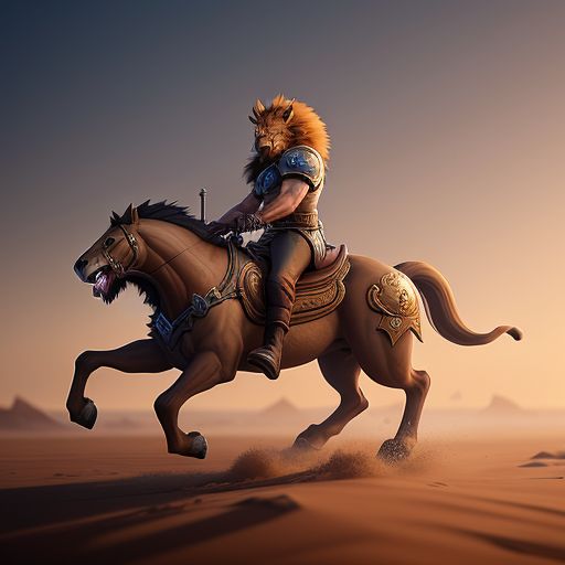 lion riding a horse