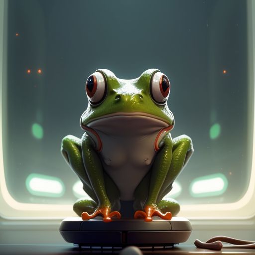 A hot frog  similar to human on the spaceship with her friends 