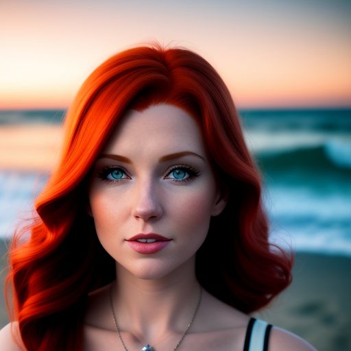 beautiful redhead on the beach smoking marijuana at night