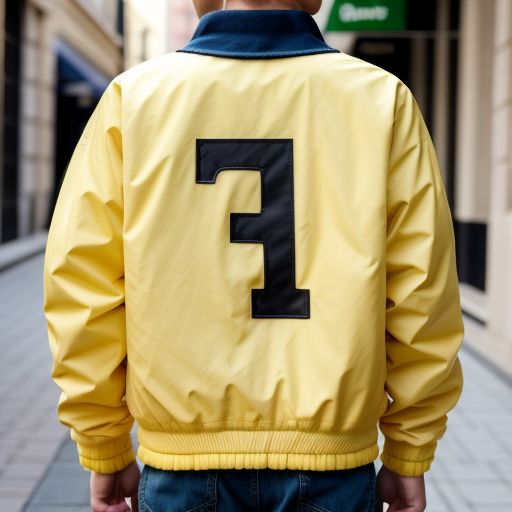 '$50' letter on the back of a yellow jacket