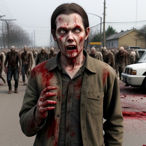 zombies have eaten people.The blood and injuries are everywhere.