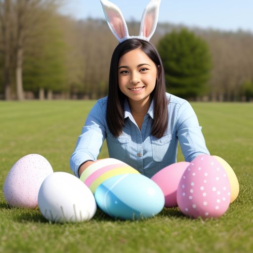 happy easter people rabbit eggs