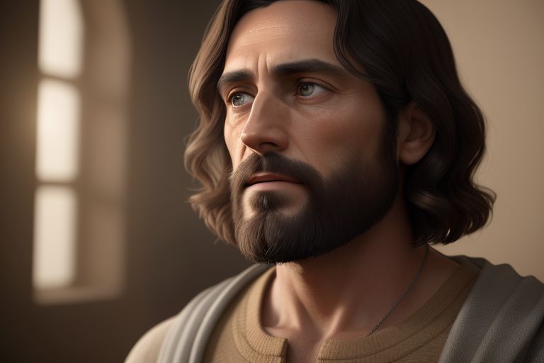 Jesus Christ with short hair and jewish appearance.\n\n