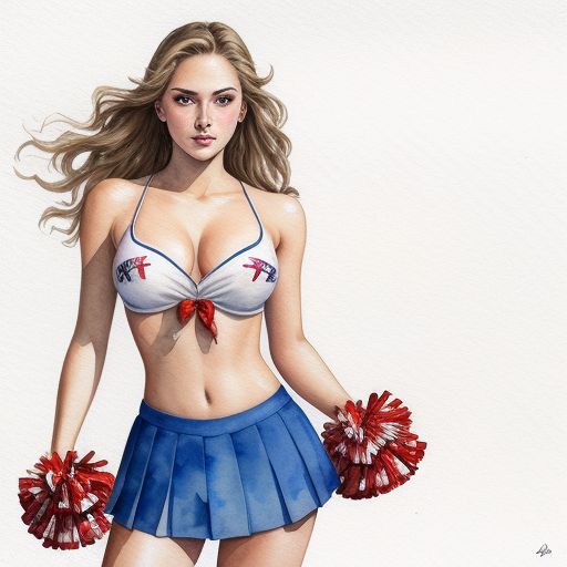 beautiful 18 year old cheerleader, topless with uniform skirt