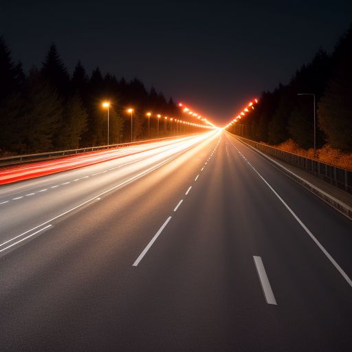 long exposure road traffic at night
