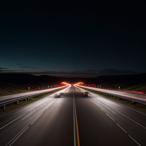 long exposure cars on the road at night