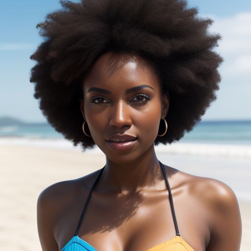 hot natural black girl on the beach